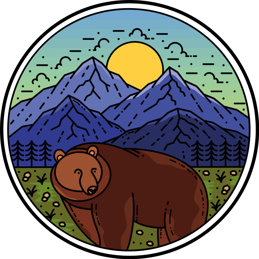 Tepih z živalskim potiskom medved v pokrajini - TenStickers