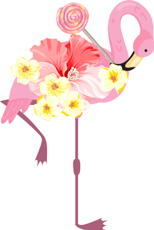 Tepih z živalskim potiskom flamingo cvetlični dizajn - TenStickers
