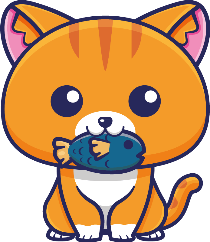 Tepih z živalskim potiskom cute mačka z ribo - TenStickers