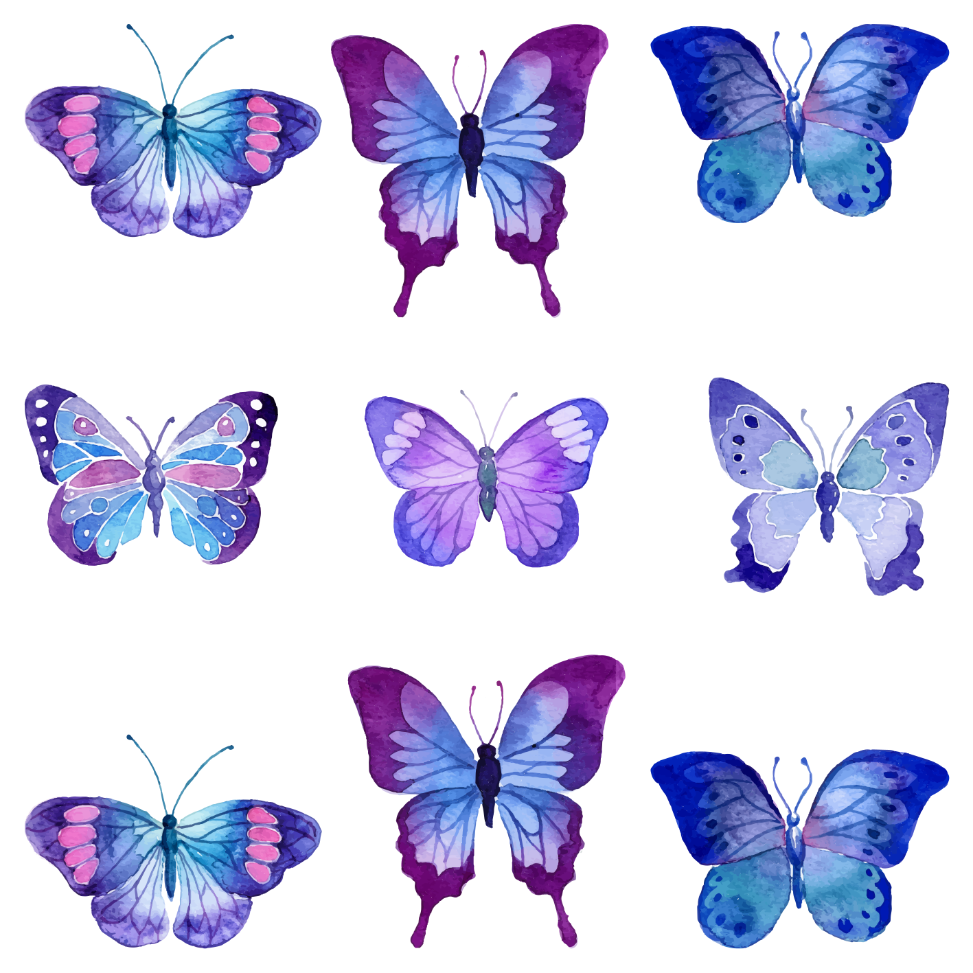 Tepih z živalskim potiskom živahne metuljske ilustracije - TenStickers