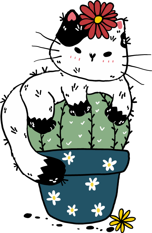 Tepih z živalskim potiskom igrača mačka kaktus - TenStickers