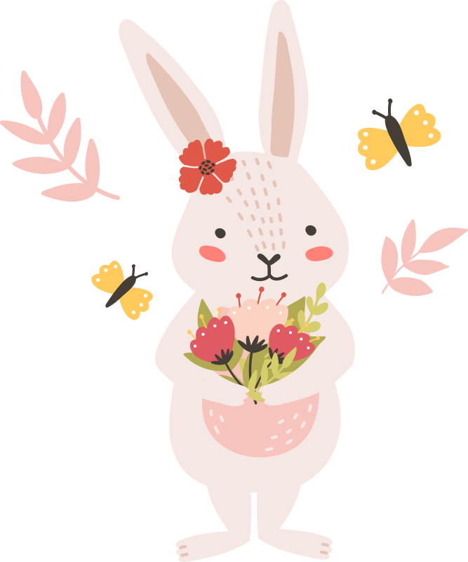 Tepih z živalskim potiskom ljubki zajček - TenStickers