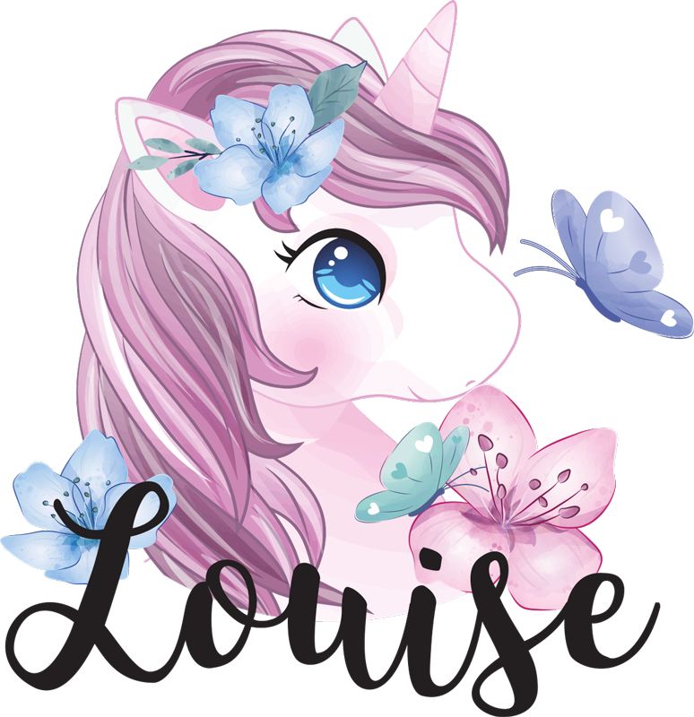 Tepih z živalskim potiskom enorog z metuljem - TenStickers