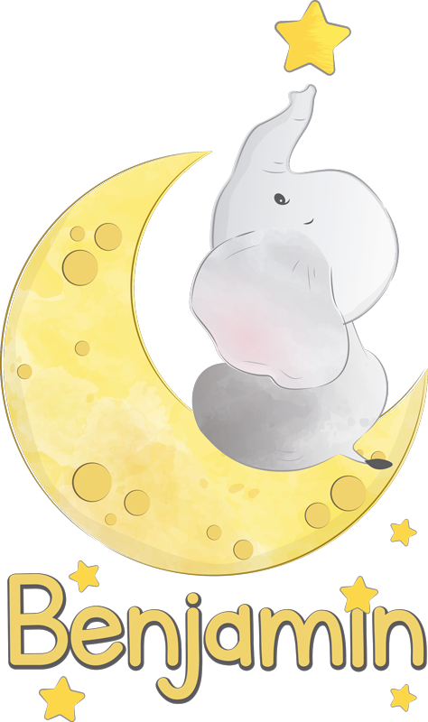 Tepih z živalskim potiskom luna in zvezde z imenom - TenStickers