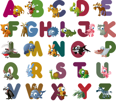 Tepih z živalskim potiskom Živalska abeceda - TenStickers