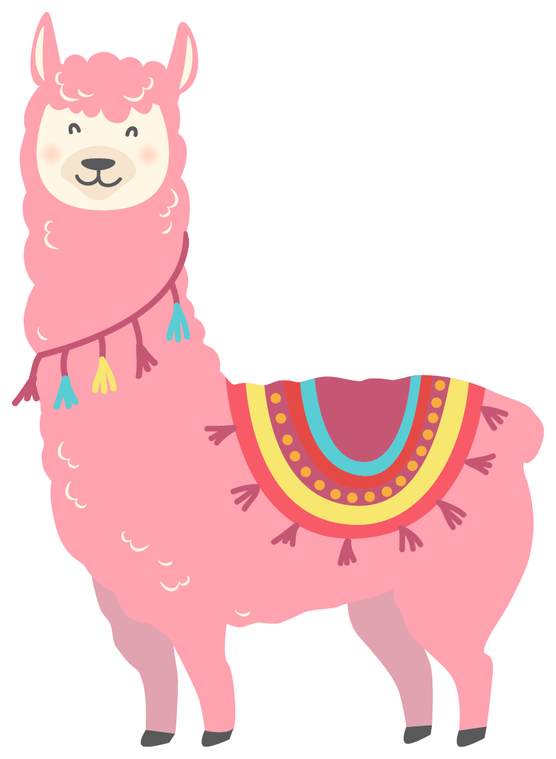 Tepih z živalskim potiskom roza llama - TenStickers