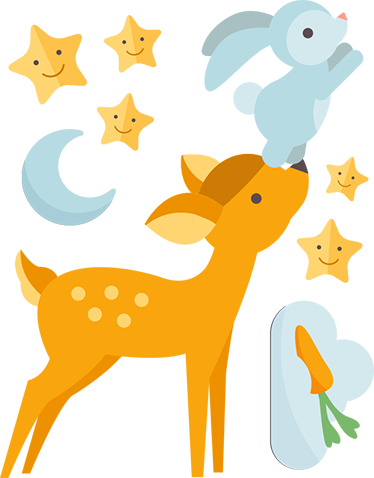 Tepih z živalskim potiskom jelen in zajec - TenStickers