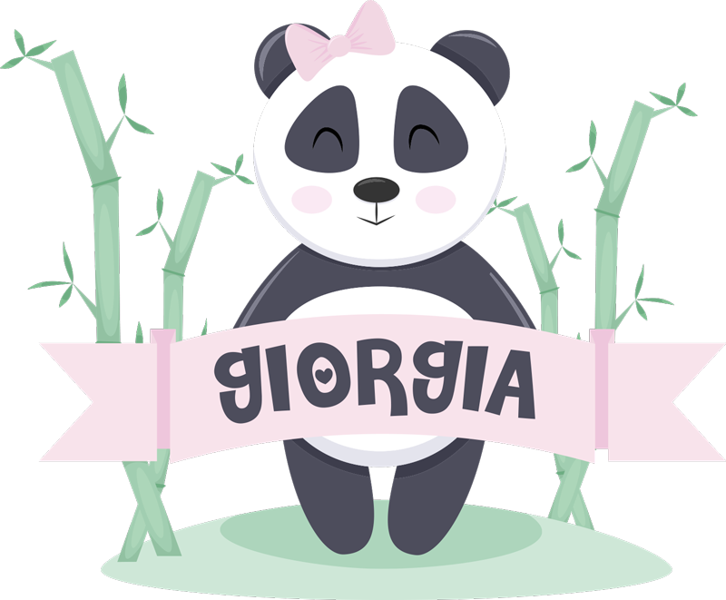 Tepih z živalskim potiskom punčka panda z imenom - TenStickers