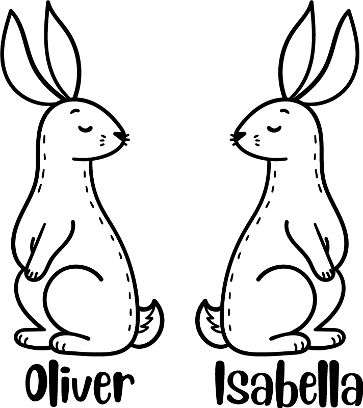 Tepih z živalskim potiskom osebno oblikovani zajčki - TenStickers