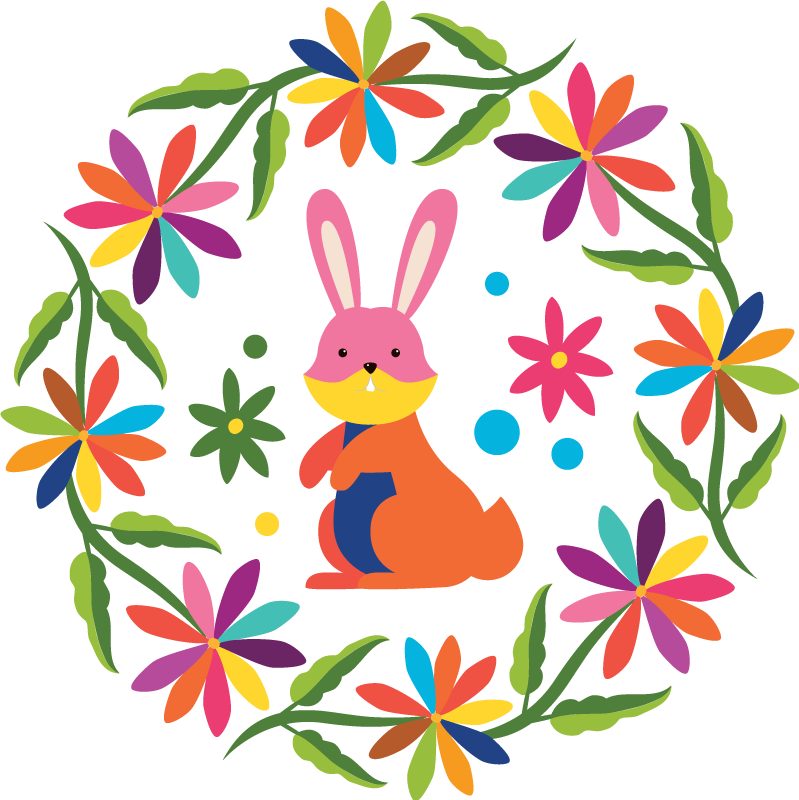 Tepih z živalskim potiskom barvna zasnova zajca - TenStickers