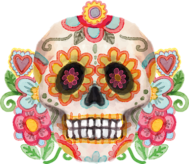 Vinilna preproga za noč čarovnic cvetlična lobanja - TenStickers