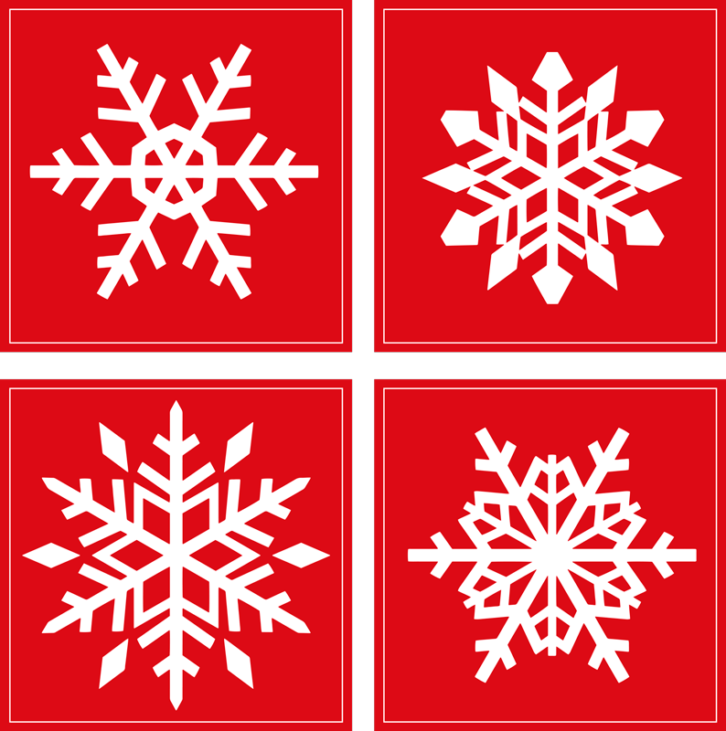 Božična vinilna preproga rdeče snežinke tiles - TenStickers