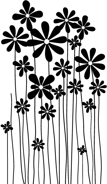 Cvetlična vinilna preproga velike črne rože - TenStickers