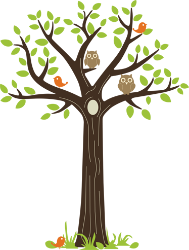 Cvetlična vinilna preproga s sovami in drevesi - TenStickers