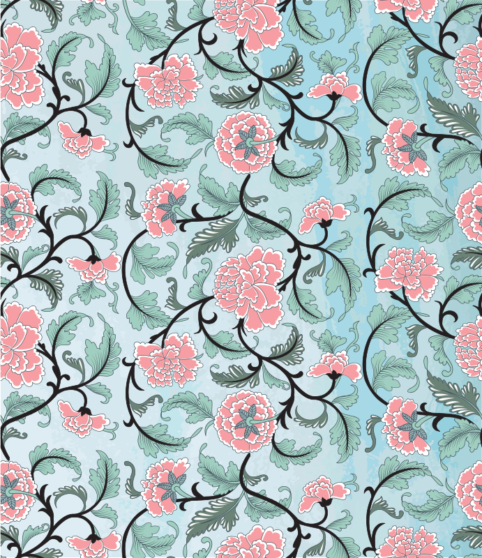 Cvetlična vinilna preproga japonski cvetovi na oknu - TenStickers