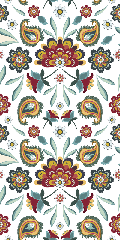 Cvetlična vinilna preproga etnični cvetlični motiv - TenStickers