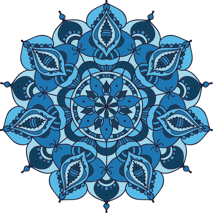 Cvetlična vinilna preproga modra mandala lotus - TenStickers