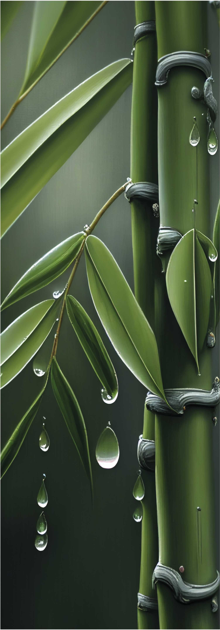 Cvetlična vinilna preproga bambus z kapljicami - TenStickers