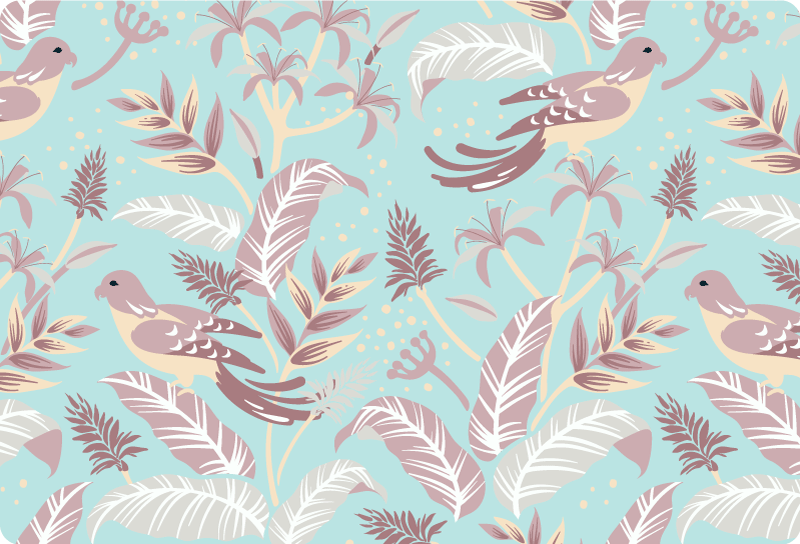 Cvetlična vinilna preproga modro-roza cvetlični vzorec - TenStickers