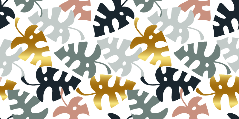 Cvetlična vinilna preproga z zlatimi in večbarvnimi listi - TenStickers