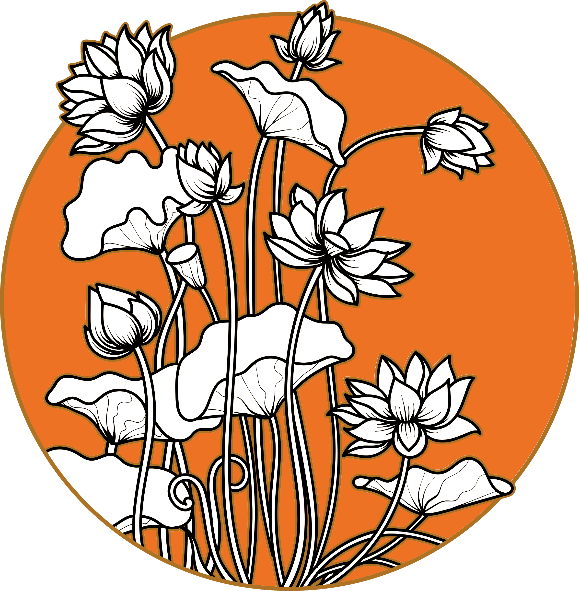 Cvetlična vinilna preproga v slogu ilustracije lotosa - TenStickers