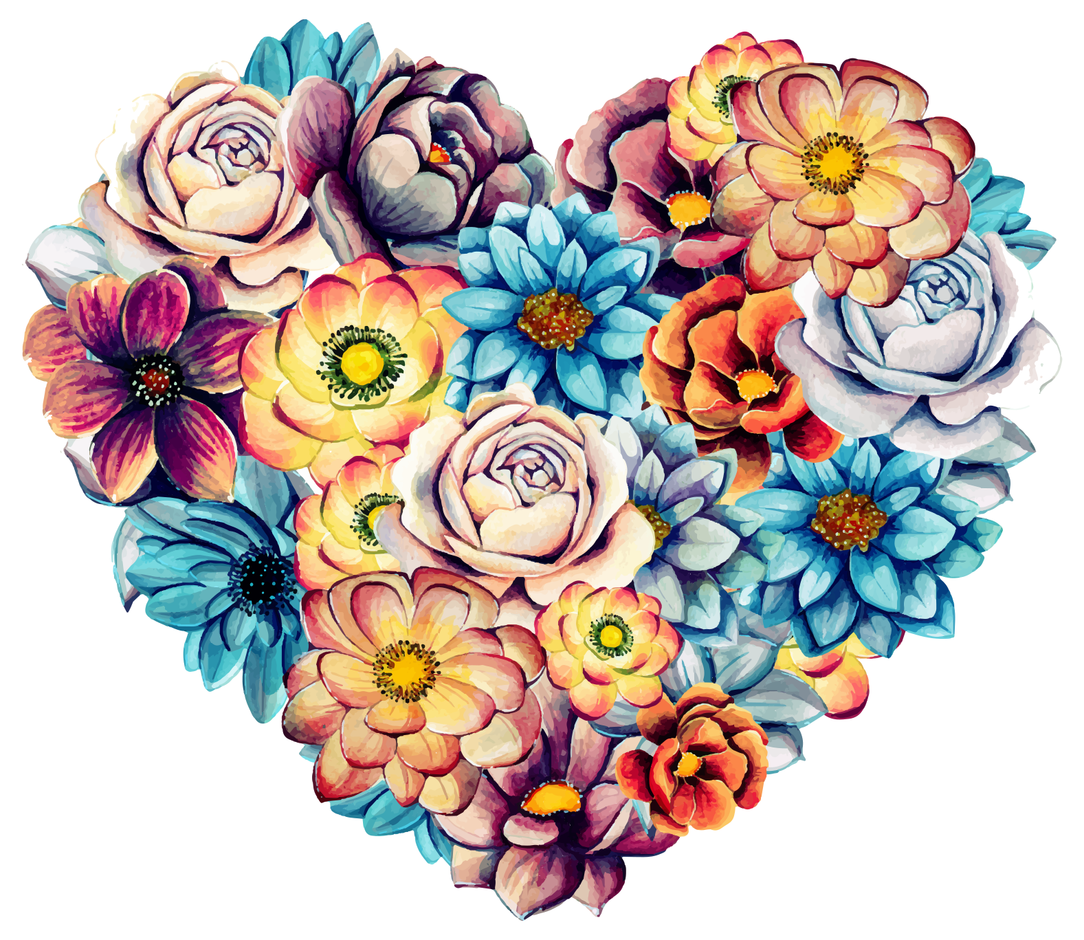 Cvetlična vinilna preproga srce polno cvetja - TenStickers