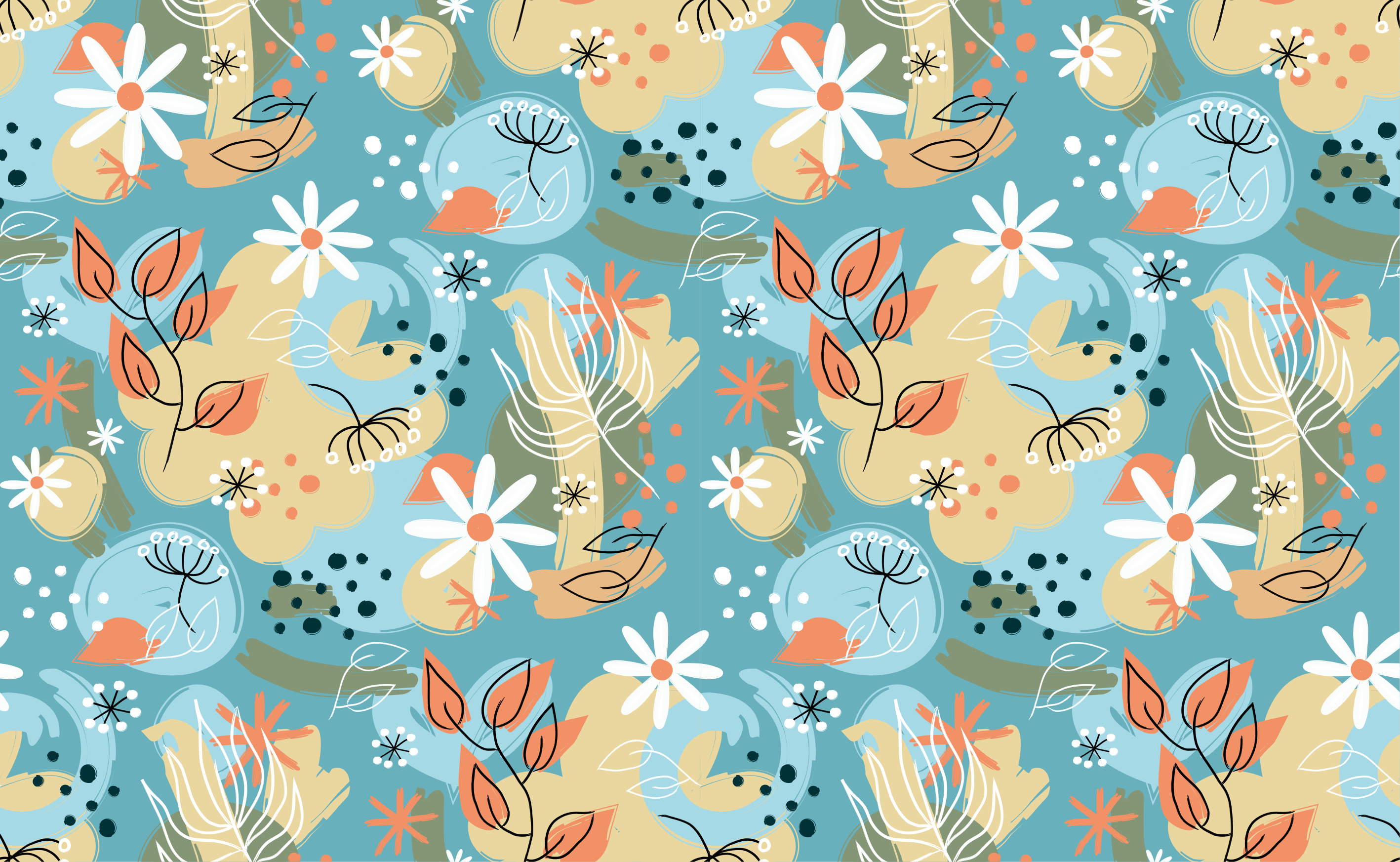 Cvetlična vinilna preproga abstrakten cvetlični ozadje - TenStickers