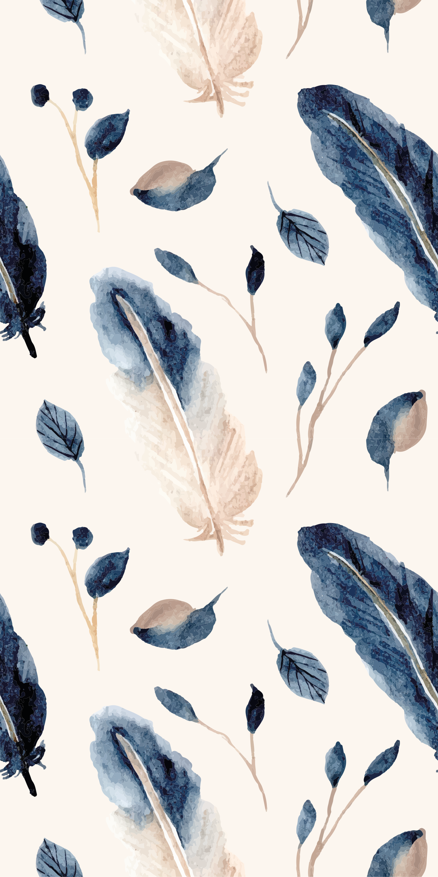 Cvetlična vinilna preproga leteči listi in perje - TenStickers