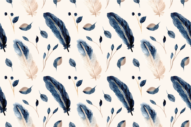 Cvetlična vinilna preproga leteči listi in perje - TenStickers