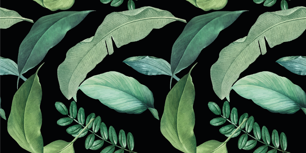 Cvetlična vinilna preproga temno sivi gozdni listi ponoči - TenStickers