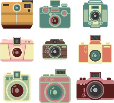 Vinilna preproga za jedilnico vintage fotoaparati - TenStickers