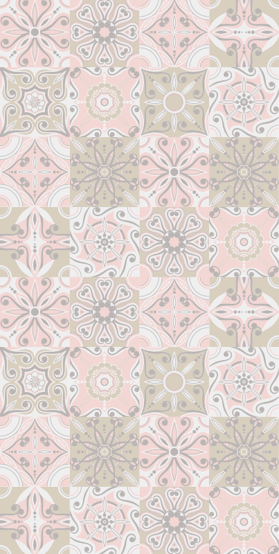 Vinilna preproga za kuhinjo v roza in sivi barvi - TenStickers