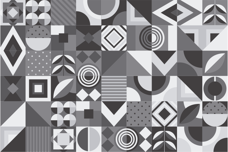 Vinilna preproga za kopalnico s sivo geometrijo - TenStickers
