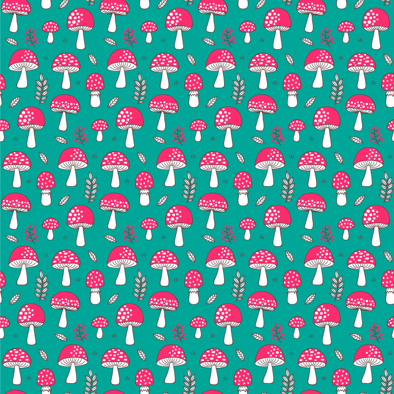 Cvetlična vinilna preproga klasične gobe na turkizni podlagi - TenStickers