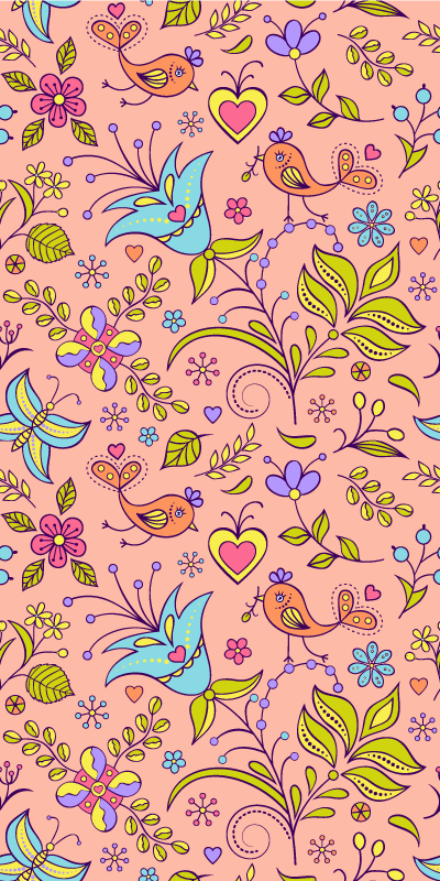 Cvetlična vinilna preproga z vzorcem flore in ptic - TenStickers