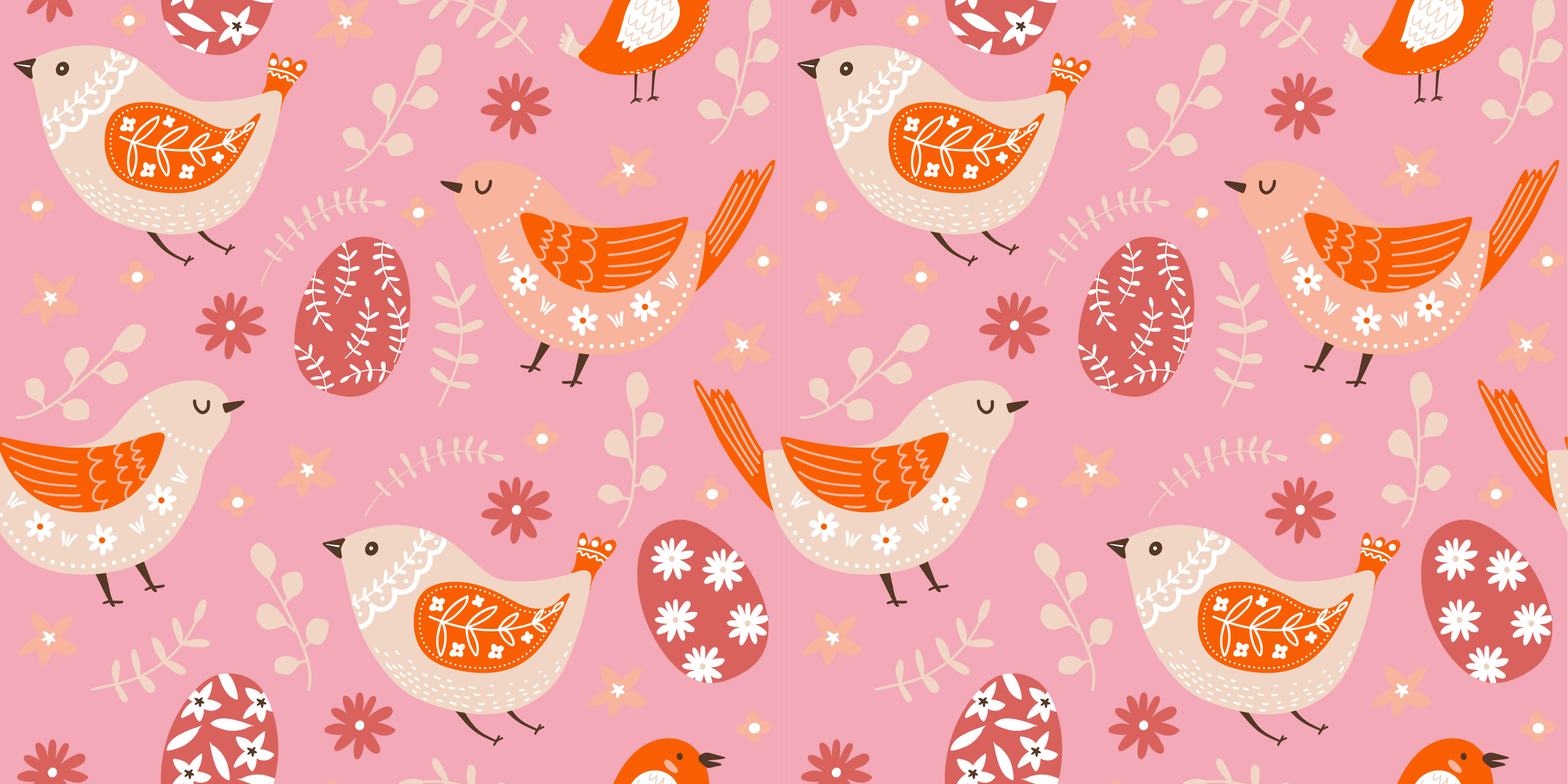 Cvetlična vinilna preproga rožnati ljudski motiv z pticami - TenStickers