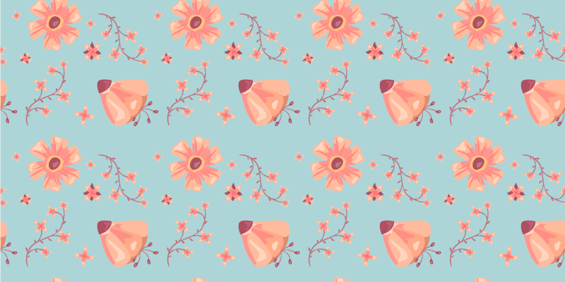 Cvetlična vinilna preproga oranžne rože na modrem ozadju - TenStickers