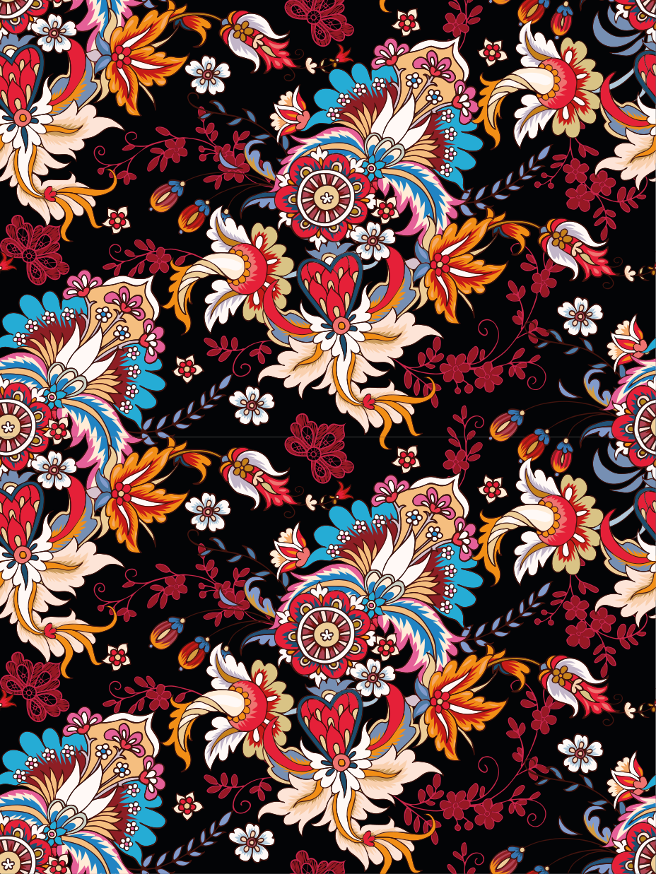 Cvetlična vinilna preproga barvna moderna etnična umetnost - TenStickers