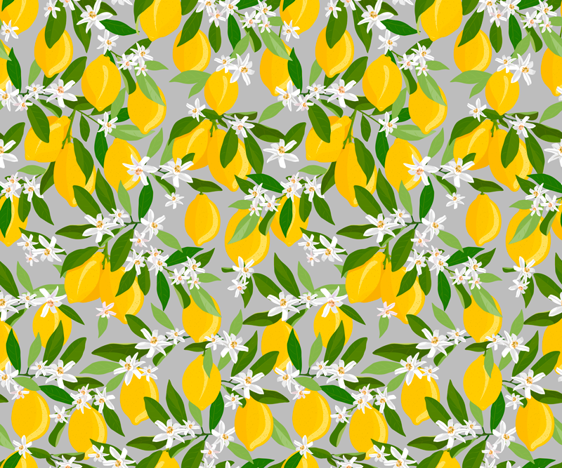 Vinilne preproge za spalnico vzorec limoninega cvetja - TenStickers