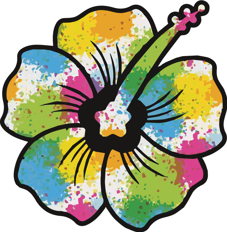 Vinilne preproge za spalnico barvit hibiskusov cvet - TenStickers