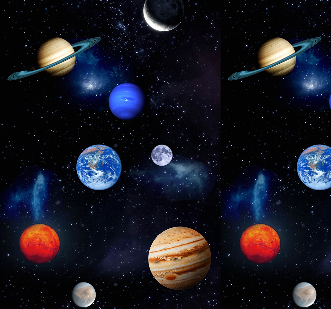 Vinilna preproga s zvezdami vesolje in planeti - TenStickers