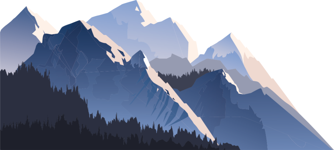 Naravne vinilne preproga sivo gozd in gore ter sonce - TenStickers