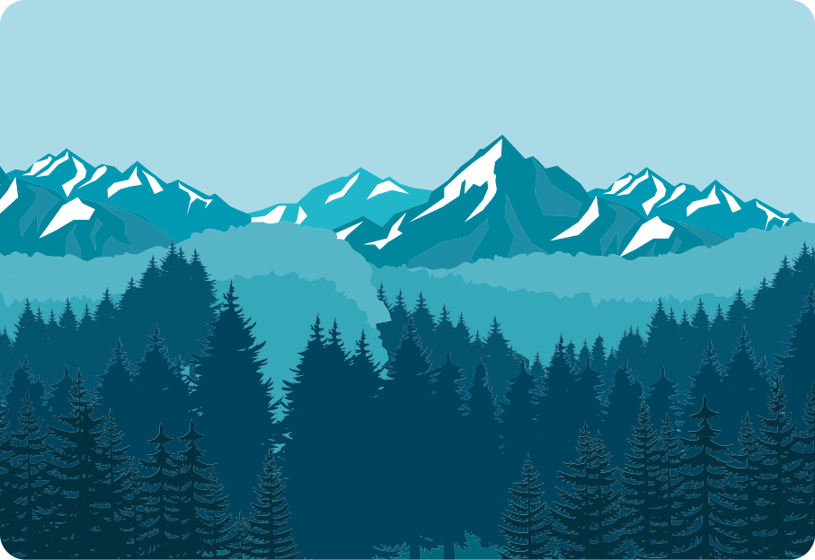 Naravne vinilnea preproga poln modro-zelenih pokrajin - TenStickers