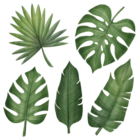 Cvetlična vinilna preproga velike zelene liste - TenStickers