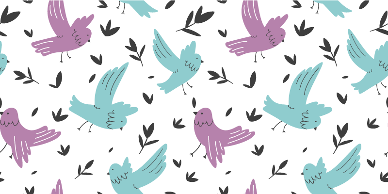 Cvetlična vinilna preproga ilustracija ptic in rastlin - TenStickers