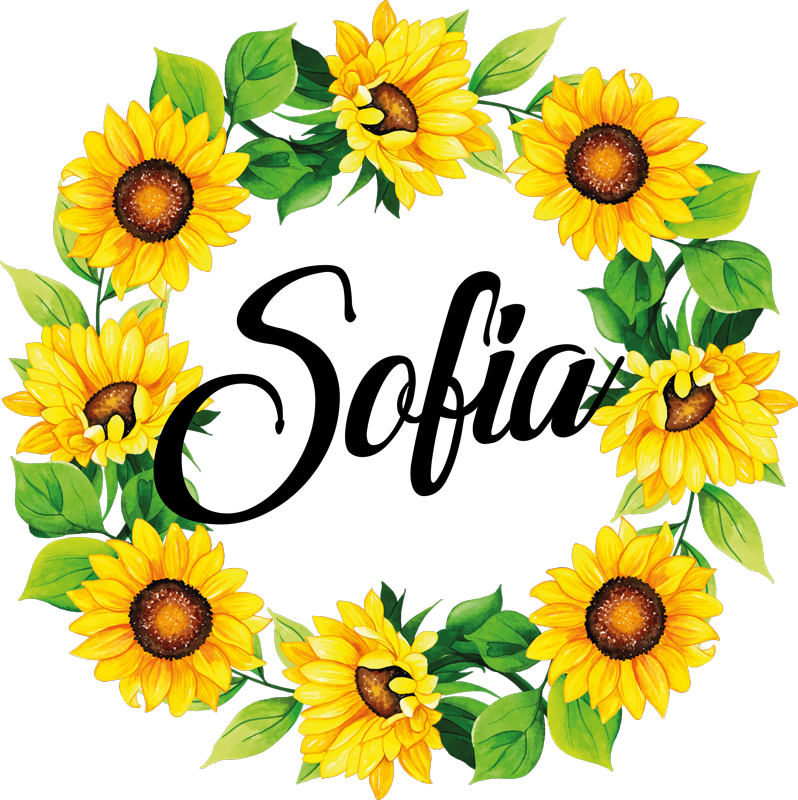 Cvetlična vinilna preproga poletna cvetlična krona z imenom - TenStickers