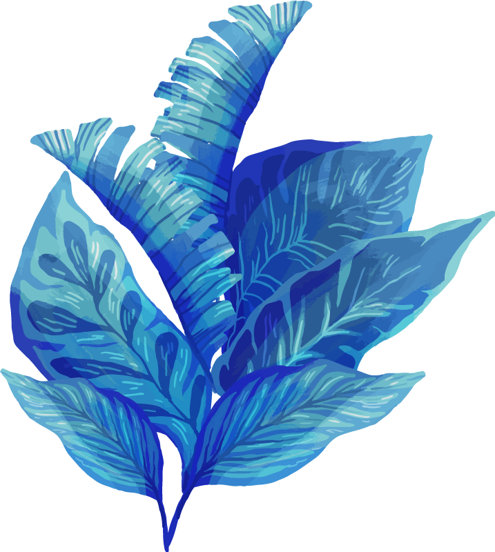 Cvetlična vinilna preproga z modrim listjem - TenStickers