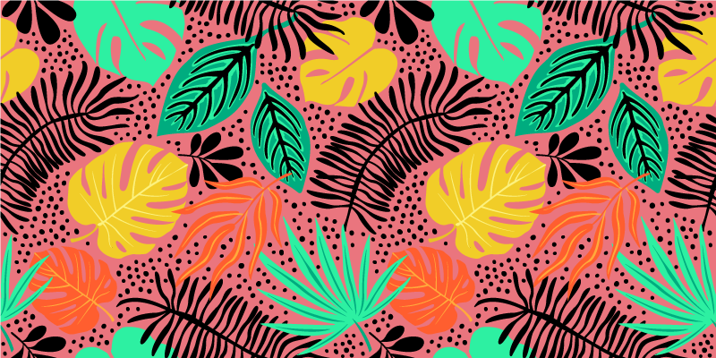 Cvetlična vinilna preproga živahni listnati elementi - TenStickers