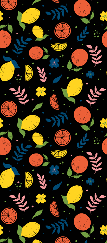 Vinilne preproge za spalnico citrusi z listi - TenStickers