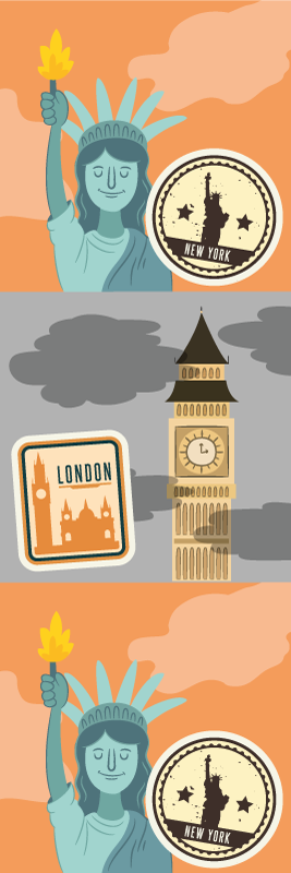 Vinilne preproge za spalnico kolaž nyc in london - TenStickers